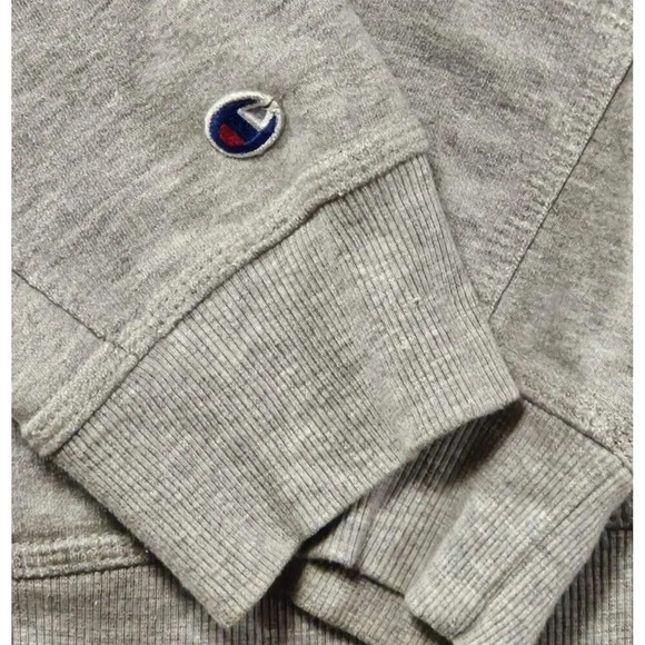 Vtg Champion Authentic Athletic Apparel Gray Embroidered Front Logo Sweatshirt - Picture 4 of 9